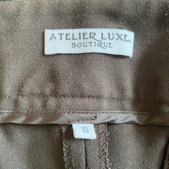 Atelier Luxe Brown Trouser Pants SZ‎ 10 Slacks Dress Pants Career Formal Work - Picture 4 of 10